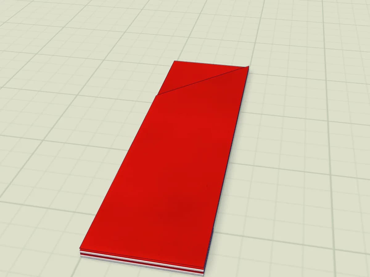 L’étui à baguettes en papier terminé, avec son ouverture oblique.