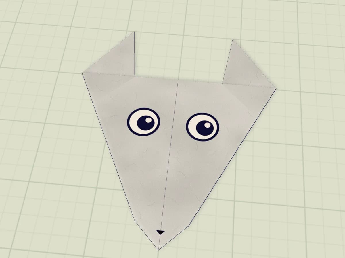 Loup en papier avec de grandes oreilles et un museau pointu