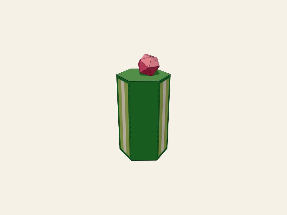 Maquette de cactus en papier présentée dans sa forme montée.