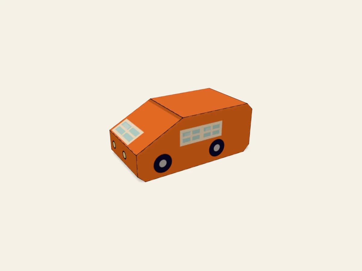 Modèle de voiture en papier assemblé en trois dimensions