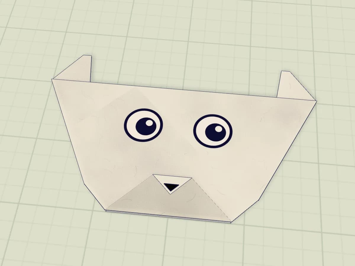 Visage d’ours polaire en papier avec oreilles, museau et nez noir