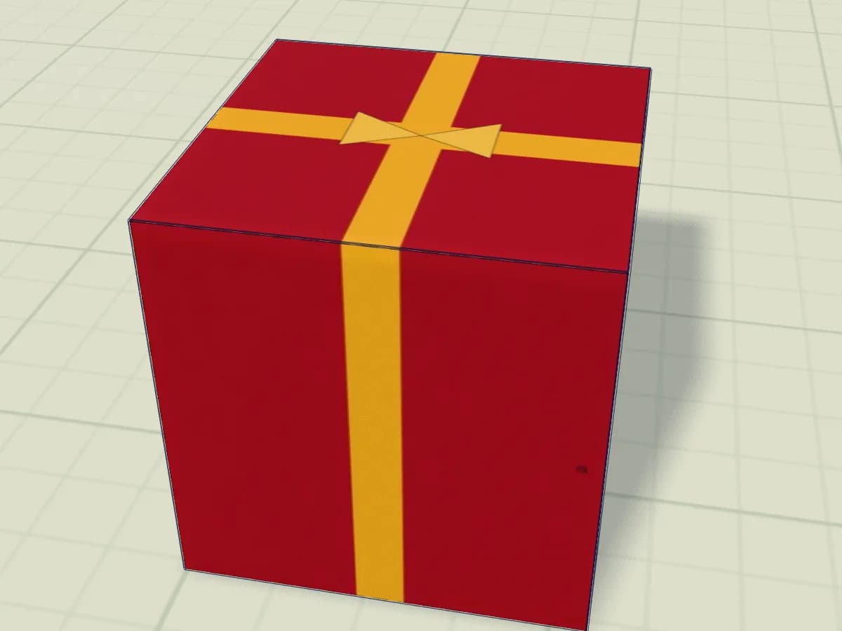 Boîte de Noël en papier montée, avec son couvercle et ses faces quadrilatères