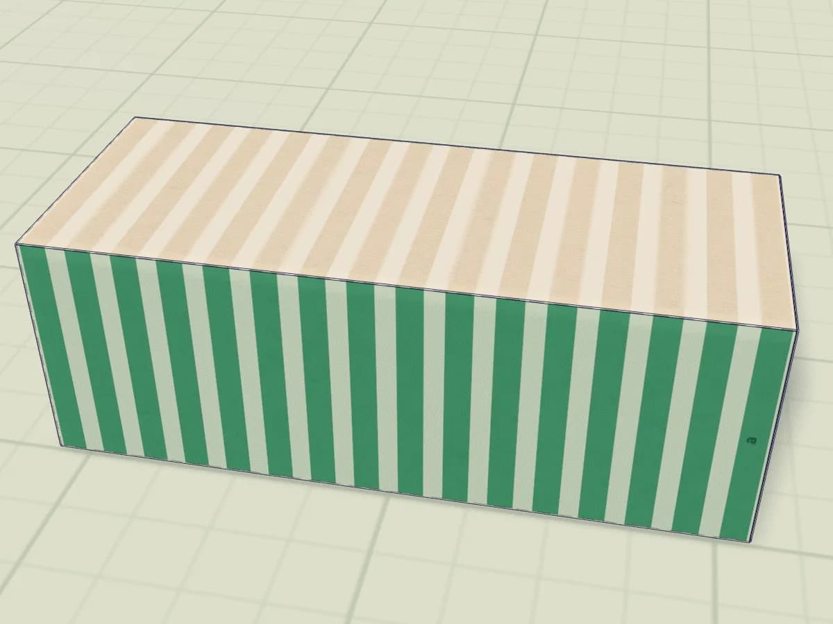 Boîte longue en papier avec un couvercle et des faces quadrilatères