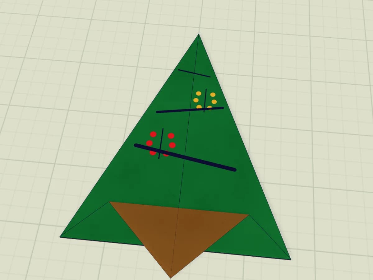 Sapin en papier décoré de boules et de guirlandes